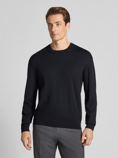 ARMANI EXCHANGE Sweter z dzianiny z okrągłym dekoltem Granatowy 4