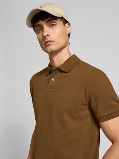 Polo Ralph Lauren Custom Slim Fit Poloshirt mit Label-Stitching Mittelbraun 3