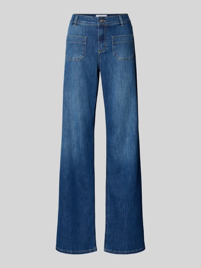 Produktfoto, blaue Jeans mit aufgesetzten Taschen Modell 'Liz Smart' von Angels im Used-Look, Straight Fit, Baumwoll-Mix mit Stretch-Anteil