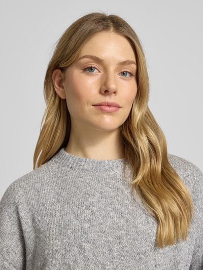 Drykorn Gebreide pullover met ribboorden, model 'MALESE' Lichtgrijs gemêleerd - 3