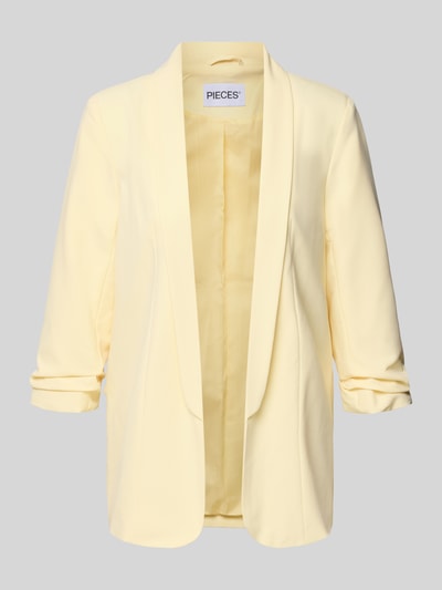 Produktfoto, Regular Fit Longblazer mit Viskose-Anteil Modell 'BOSELLA' von Pieces, Optik: Unifarben, Reverskragen, Schulterpolster, 3/4-Arm, Webstruktur