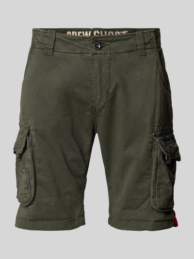 Alpha Industries Szorty cargo o kroju regular fit z wyhaftowanym logo model ‘CREW SHORT’ Antracytowy 2