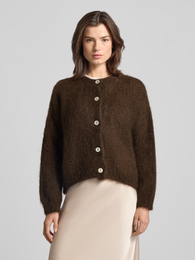 VILLA SOPHIE Strickjacke aus Mohair-Mix Modell 'AMANDA' Dunkelbraun 4