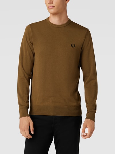 Fred Perry Strickpullover mit Label-Stitching Beige 4