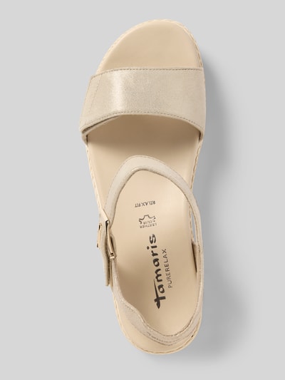 Tamaris Ledersandalette mit Klettverschluss Gold 3