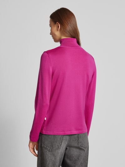 MAERZ Muenchen Rollkragenpullover mit gerippten Abschlüssen Fuchsia 5