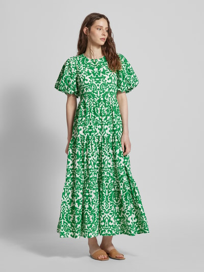 YAS Maxi-jurk met all-over motief, model 'GREENA' Groen - 1