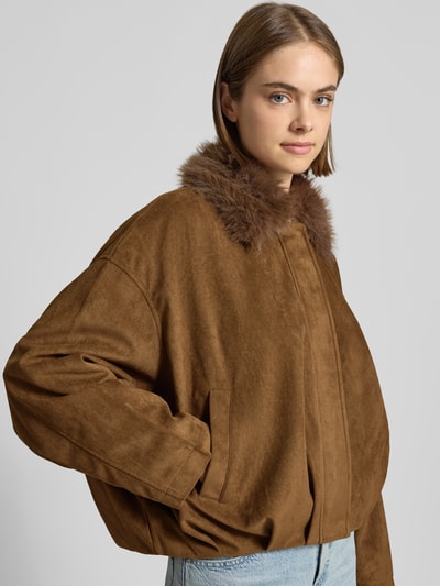 REVIEW kurtka o kroju relaxed fit z obszyciem ze sztucznego futra Orzechowy 3