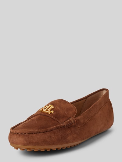 Lauren Ralph Lauren Leren loafers met labelapplicatie, model 'BARNSBURY' Cognac - 1