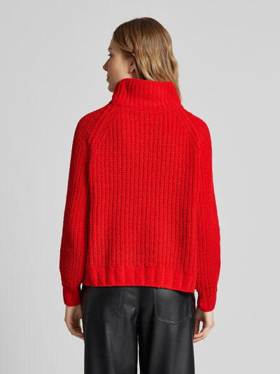 monari Gebreide pullover met opstaande kraag, model 'Chenille' Rood - 5