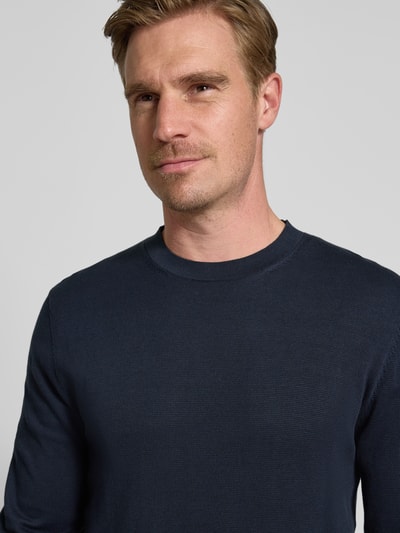 SELECTED HOMME Regular fit gebreide pullover van puur katoen, model 'RAVI' Donkerblauw - 3