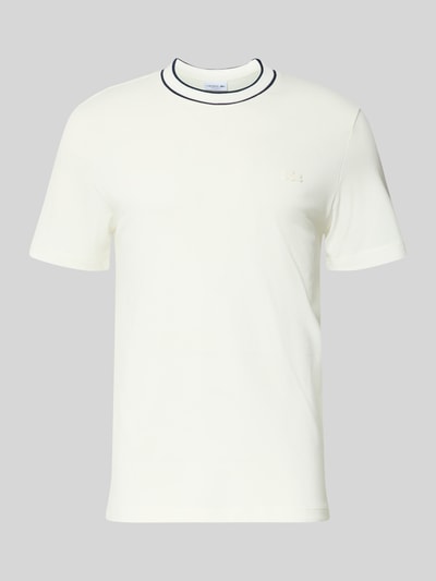 Produktfoto, Regular Fit T-Shirt aus Baumwoll-Mix von Lacoste, Optik: Unifarben, Logo-Stitching, Rundhals, Kurzarm, Materialverarbeitung: Piqué