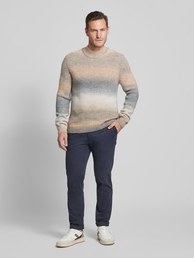 Brax Gebreide pullover met labeldetail, model 'Buddy' Lichtgrijs - 1