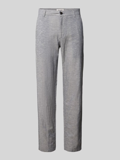 Productfoto, lichtgrijze Tapered Fit Hose met steekzakken model 'STACE' van Jack & Jones, katoenmix, gladde textuur, rechte pijpen