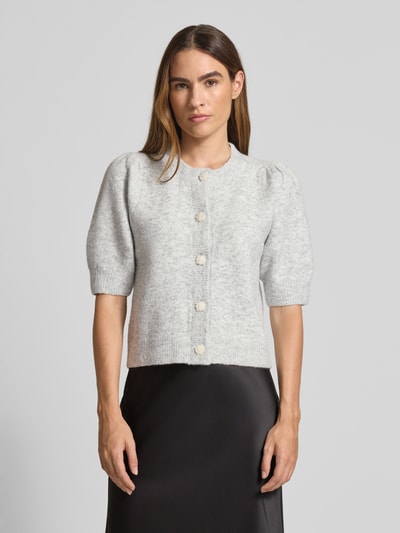 Neo Noir Cardigan met wol en knoopsluiting, model 'Turdy' Lichtgrijs gemêleerd - 4