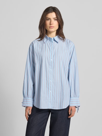 Tom Tailor Denim Przeskalowana koszulowa bluzka z czystej bawełny Jasnoniebieski 4