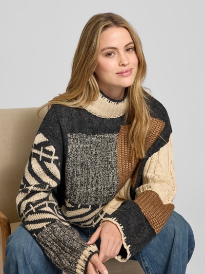 Jake*s Casual Gebreide pullover met kabelpatroon Ecru - 3