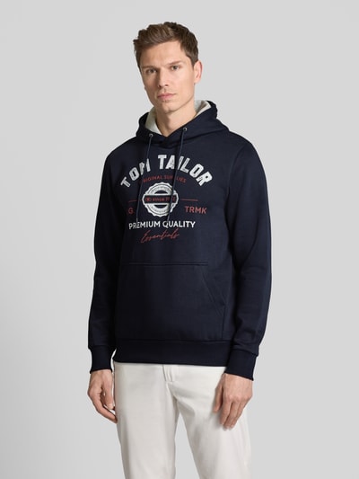 Tom Tailor Regular Fit Hoodie aus Baumwoll-Mix mit Logo Print Marine 4