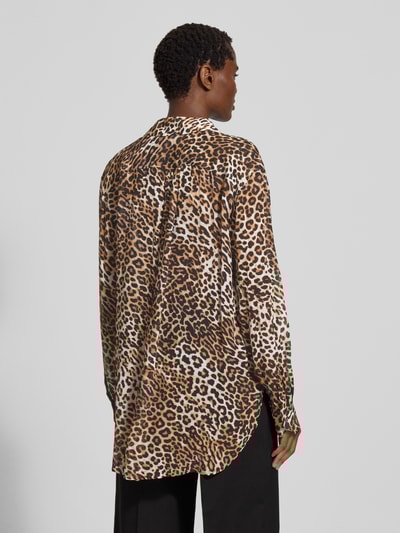 HUGO Bluzka o kroju relaxed fit z czystej wiskozy Jasnobrązowy 5