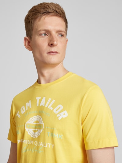 Tom Tailor T-Shirt mit Label-Print Gelb 3