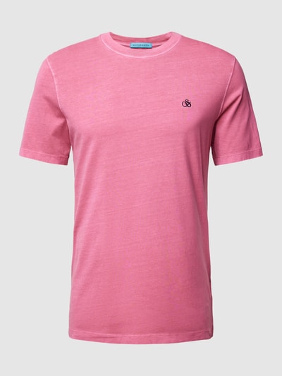 Scotch & Soda T-shirt z wyhaftowanym logo Fuksja melanż 2