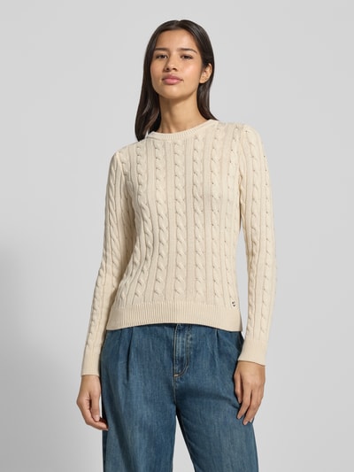 Jake*s Casual Slim Fit Longsleeve in Strick-Optik Ecru 4