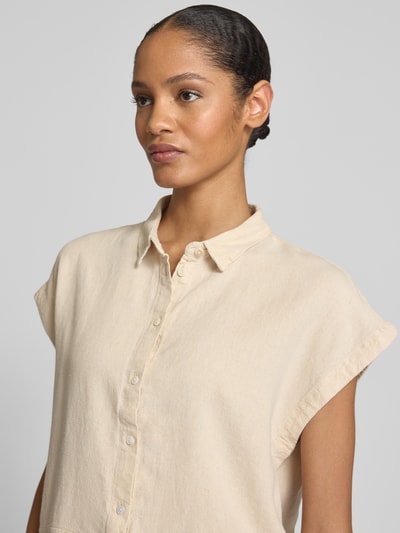 ICHI Regular fit blouse van een mix van linnen en viscose met knoopsluiting Beige - 3