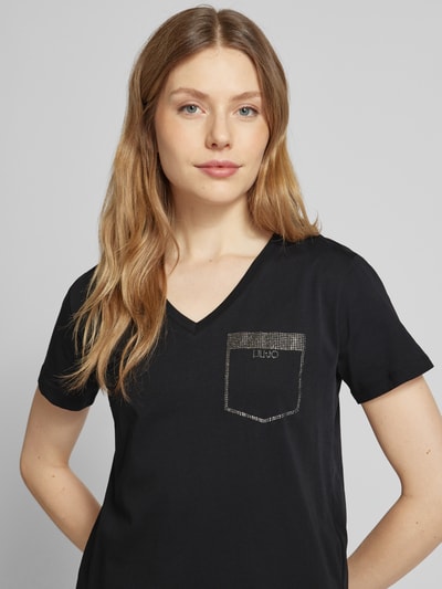 LIU JO SPORT T-Shirt mit Strasssteinbesatz Black 3