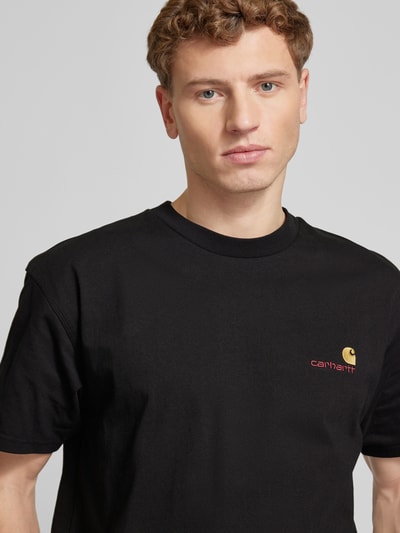 Carhartt Work In Progress T-Shirt mit Label-Stitching Modell 'American Script' Black 3