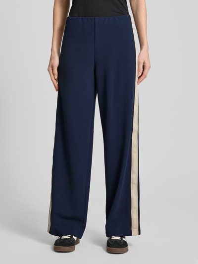 Vero Moda Wide leg sweatpants met contraststrepen, model 'BERLIN' Marineblauw gemêleerd - 4