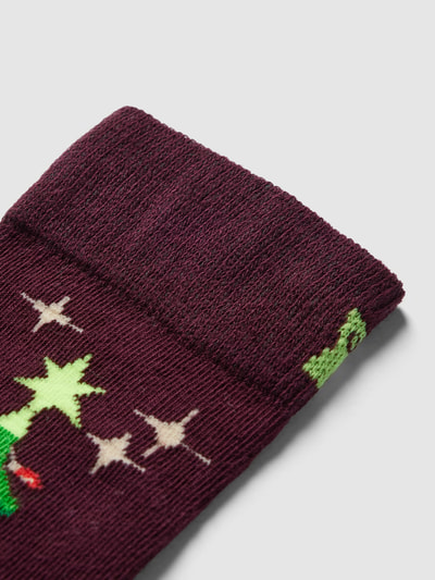 Happy Socks Socken mit Allover-Muster Modell 'Christmas Tree' Bordeaux 2