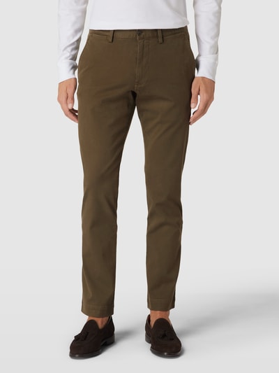 Polo Ralph Lauren Slim stretch fit broek met knoopsluiting, model 'BEDFORD' Olijfgroen - 4