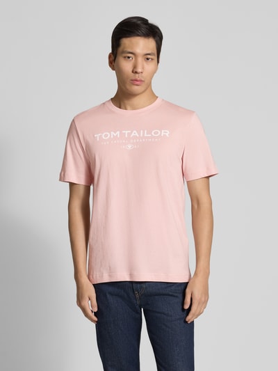 Tom Tailor Regular fit T-shirt van puur katoen Felroze - 4