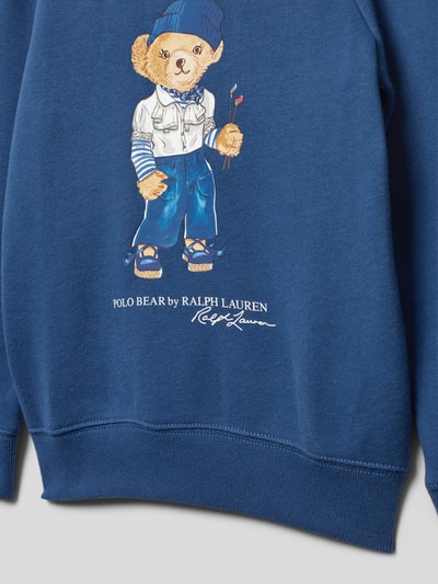 Polo Ralph Lauren Kids Sweatshirt met knoopsluiting, model 'Bear' Rookblauw - 2