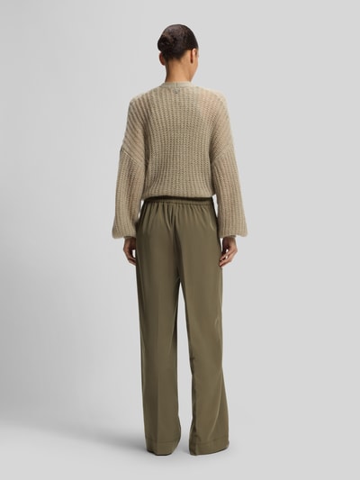 BOSS Orange Wide Leg Hose aus Viskose-Mix mit Bundfalten Oliv 5