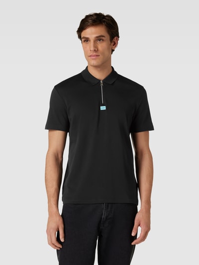 HUGO Regular fit poloshirt met labelpatch, model 'Deresom' Zwart - 4