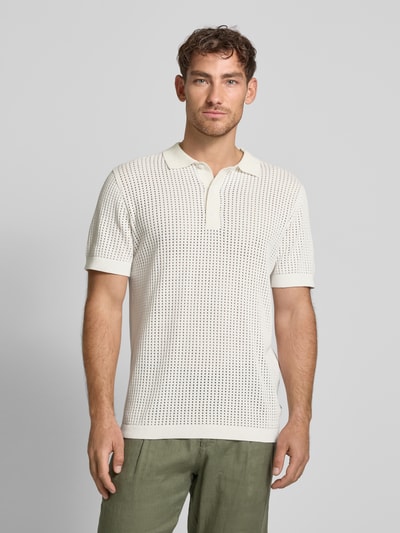 Lindbergh Relaxed Fit Poloshirt mit Knopfleiste Offwhite 4