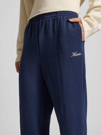 KARL KANI Sweatpants met lengtenaden en labelprint Donkerblauw - 3