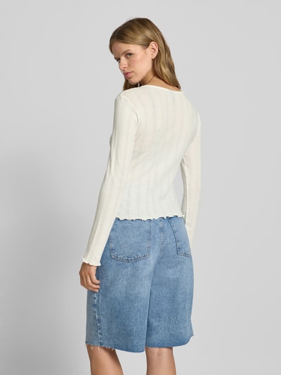 Pieces Slim fit gebreid jack van puur katoen, model 'MARIE' Offwhite - 5