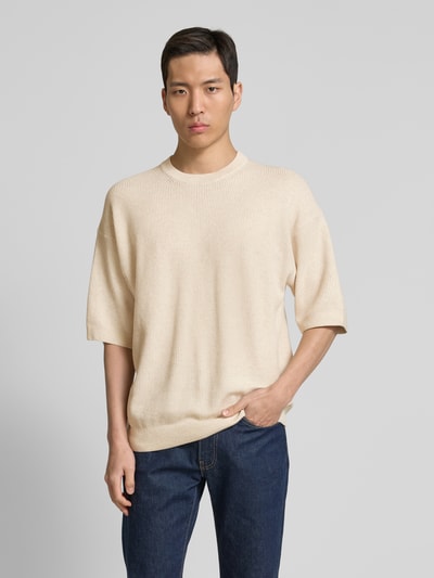 Jack & Jones Premium Gebreid shirt met ronde hals, model 'KALEB' Offwhite - 4