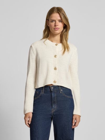 Only Relaxed Fit Strickjacke mit Zierknopf Modell 'TESSA' Ecru 4