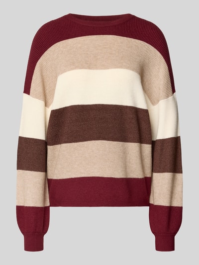 Only Sweter z dzianiny o luźnym kroju z mieszanki wiskozy model ‘ATIA’ Bordowy 2