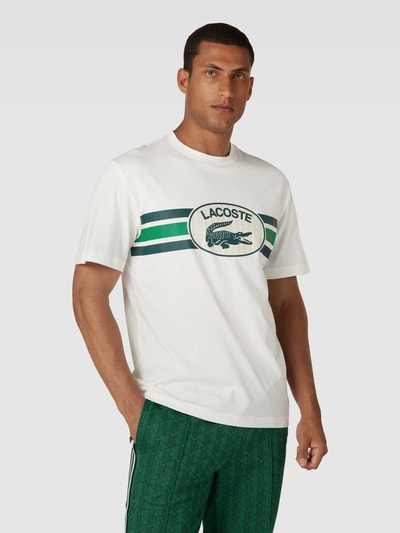 Lacoste T-shirt z nadrukiem z logo Złamany biały 4