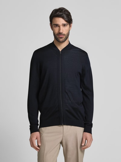MAERZ Muenchen Gebreid jack van scheerwol met ritssluiting Marineblauw - 4