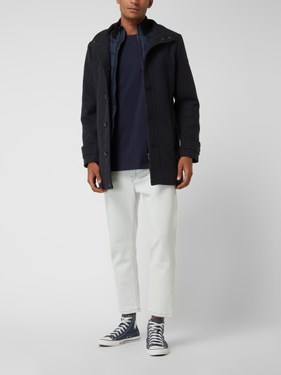 Tom Tailor Kurzmantel mit Kontrastblende Marineblau meliert 1