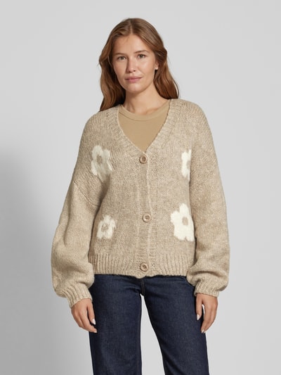 ZABAIONE Strickjacke mit Knopfleiste Taupe 8