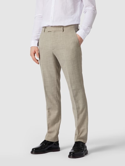 BOSS Regular fit pantalon met wol, model 'Leon' Beige - 4