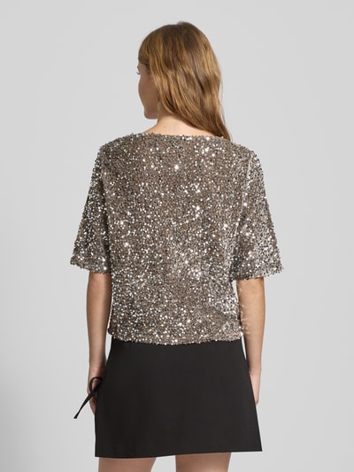 Pieces Regular fit T-shirt met pailletten, model 'KAM' Antraciet - 5