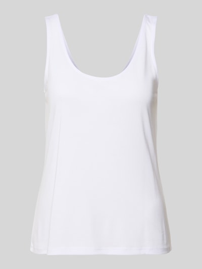 Produktfoto, weißes Relaxed Fit Tank Top aus Modal-Mix Modell 'KAMALA' von Pieces, unifarbene Optik, schmale Träger, U-Ausschnitt