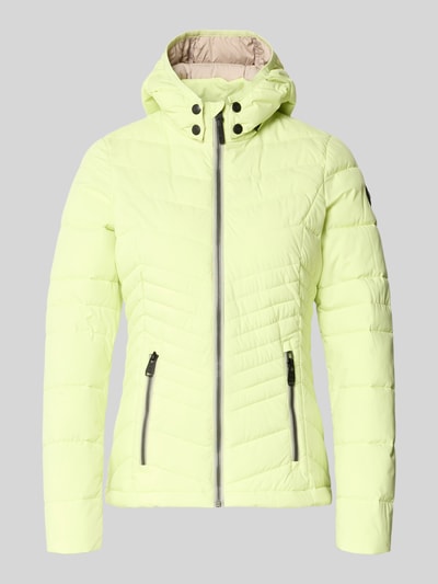 Produktfoto, Slim Fit Jacke in Stepp-Optik von G.I.G.A. DX w kolorze jasnożółtym z odpinanym kapturem, detal z logo, zamek błyskawiczny, kieszenie zapinane na zamek błyskawiczny, długość tyłu w rozmiarze 36: 60 cm, szerokość ramion w rozmiarze 36: 45 cm, szerokość w rozmiarze 36: 46 cm, długość rękawów w rozmiarze 36: 64 cm